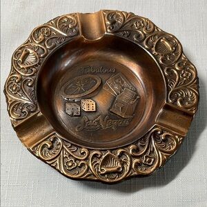 Vintage Fabulous Las Vegas Bronze Metal Ashtray